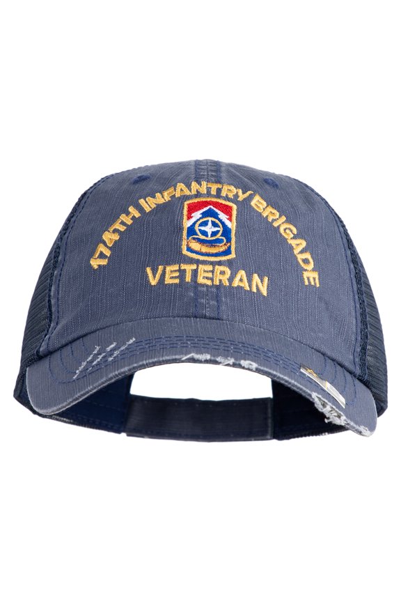 U.S. Army 174th Infantry Brigade Embroidered Low Profile Special Cotton Mesh Cap - Navy OSFM