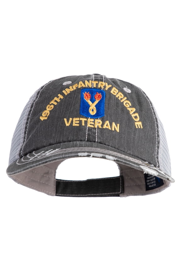 U.S. Army 196th Infantry Brigade Embroidered Low Profile Special Cotton Mesh Cap - Black OSFM