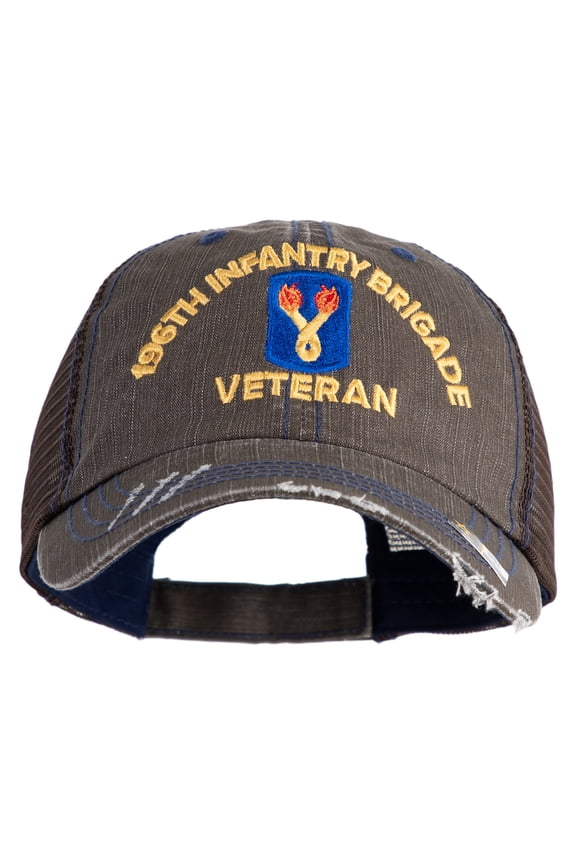 U.S. Army 196th Infantry Brigade Embroidered Low Profile Special Cotton Mesh Cap - Brown Khaki OSFM