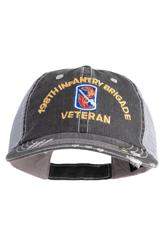 U.S. Army 198th Infantry Brigade Embroidered Low Profile Special Cotton Mesh Cap - Black OSFM