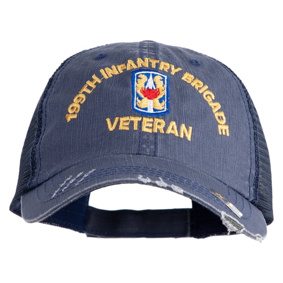 U.S. Army 199th Infantry Brigade Embroidered Low Profile Special Cotton Mesh Cap - Navy OSFM