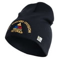 thumbnail image 1 of U.S. Army 1st Armored Division Symbol Embroidered 8 Inch Solid Knit Short Beanie Made in USA - Navy OSFM, 1 of 5