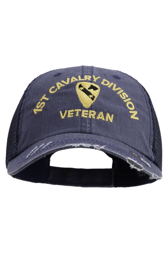 U.S. Army 1st Cavalry Division Embroidered Low Profile Special Cotton Mesh Cap - Navy OSFM