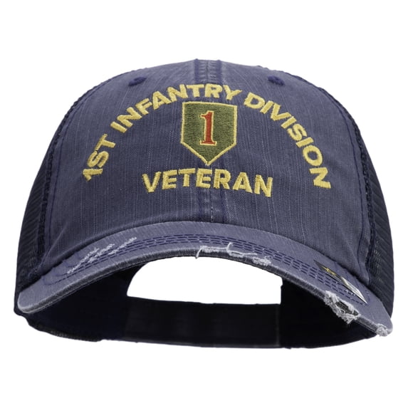 U.S. Army 1st Infantry Division Embroidered Low Profile Special Cotton Mesh Cap - Navy OSFM