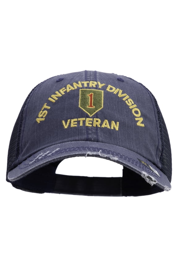 U.S. Army 1st Infantry Division Embroidered Low Profile Special Cotton Mesh Cap - Navy OSFM