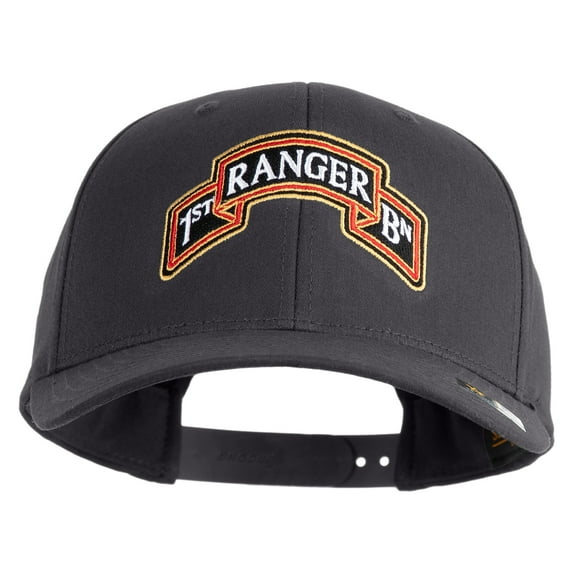 U.S. Army 1st Ranger Battalion Embroidered Retro Cotton Blend Snapback Cap - Charcoal OSFM