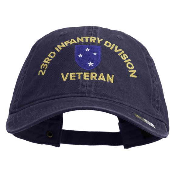 U.S. Army 23rd Infantry Division Embroidered Washed Solid Pigment Dyed Cotton Twill Brass Buckle Cap - Navy OSFM