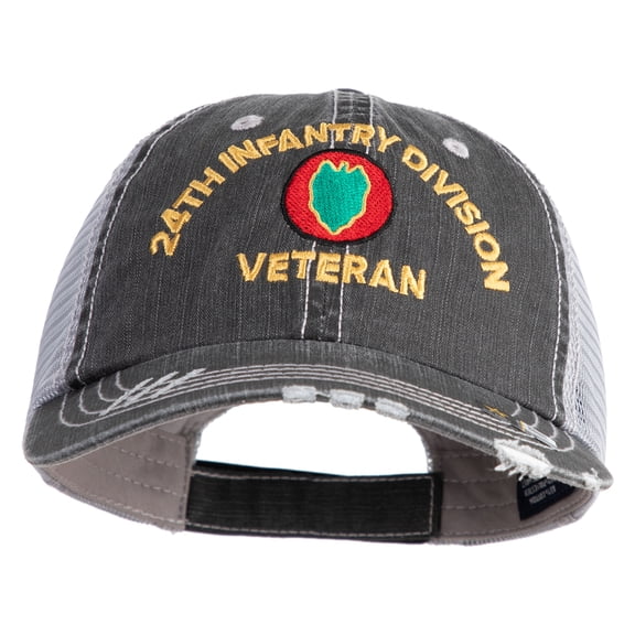 U.S. Army 24th Infantry Division Embroidered Low Profile Special Cotton Mesh Cap - Black OSFM