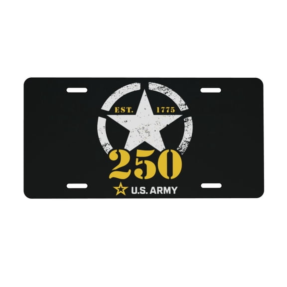U.S. Army 250th Anniversary Emblem Logo License Plate 6x12 Inch Thickening Aluminum Metal Decorative License Plates, Universal Fit For Trucks, Suvs, Vehicles
