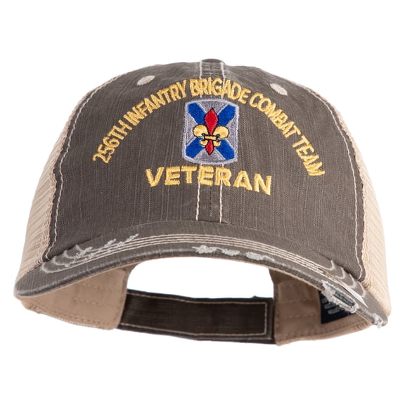U.S. Army 256th Infantry Brigade Combat Team Embroidered Low Profile Special Cotton Mesh Cap - Brown Khaki OSFM