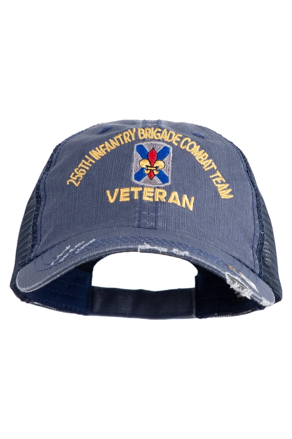 U.S. Army 256th Infantry Brigade Combat Team Embroidered Low Profile Special Cotton Mesh Cap - Navy OSFM