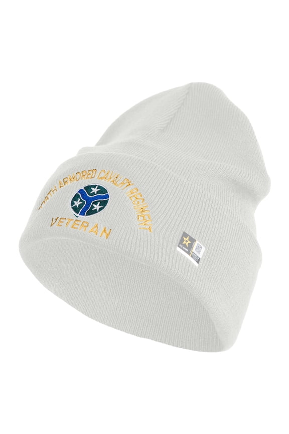 U.S. Army 278th Armored Cavalry Regiment Logo Embroidered 12 Inch Solid Knit Cuff Long Beanie Made in USA - Dk Ash OSFM