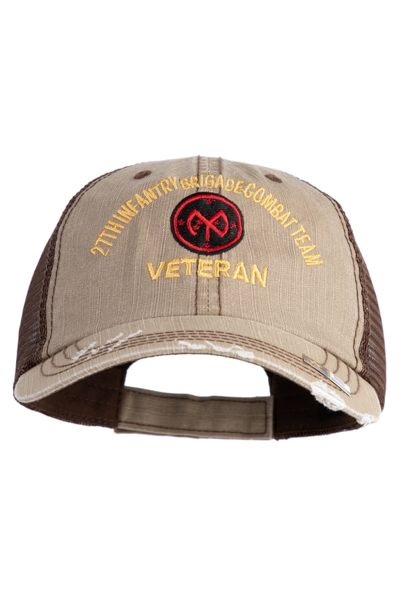 U.S. Army 27th Infantry Brigade Combat Team Embroidered Low Profile Special Cotton Mesh Cap - Khaki Brown OSFM