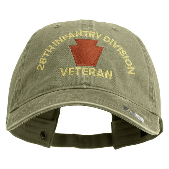U.S. Army 28th Infantry Division Embroidered Washed Solid Pigment Dyed Cotton Twill Brass Buckle Cap - Khaki OSFM