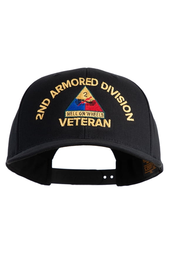 U.S. Army 2nd Armored Division Embroidered Retro Cotton Blend Snapback Cap - Black OSFM