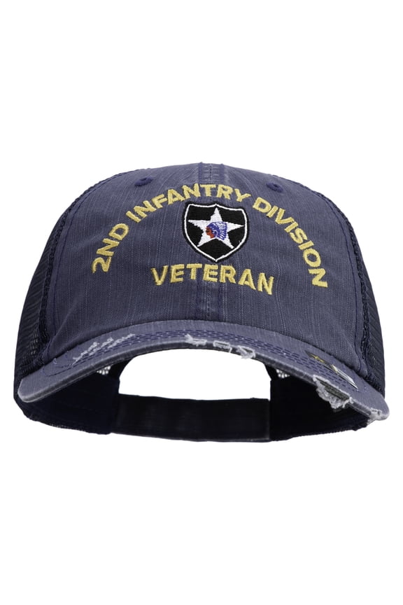 U.S. Army 2nd Infantry Division Embroidered Low Profile Special Cotton Mesh Cap - Navy OSFM