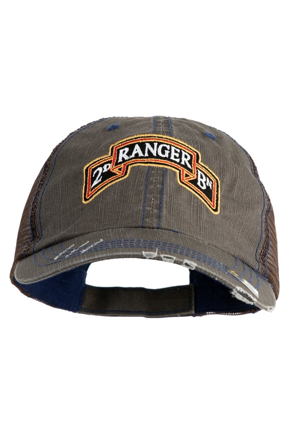 U.S. Army 2nd Ranger Battalion Embroidered Low Profile Special Cotton Mesh Cap - Brown OSFM