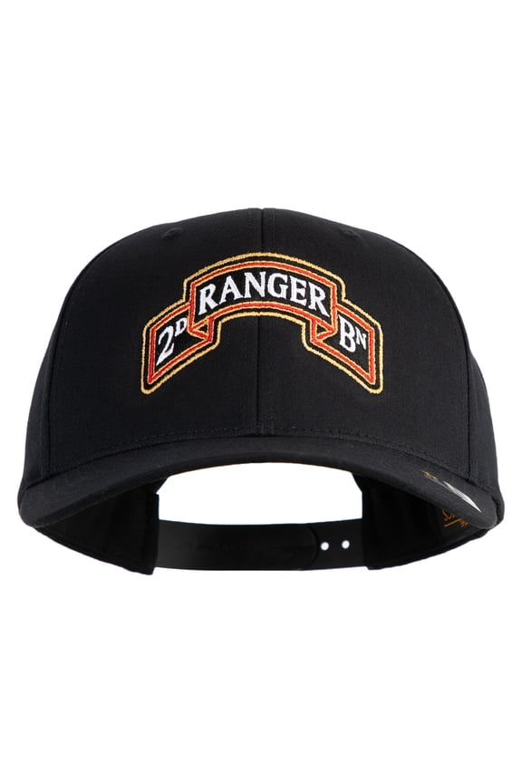 U.S. Army 2nd Ranger Battalion Embroidered Retro Cotton Blend Snapback Cap - Black OSFM