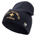 thumbnail image 1 of U.S. Army 33rd Infantry Brigade Combat Team Symbol Embroidered 8 Inch Solid Knit Short Beanie Made in USA - Navy OSFM, 1 of 5