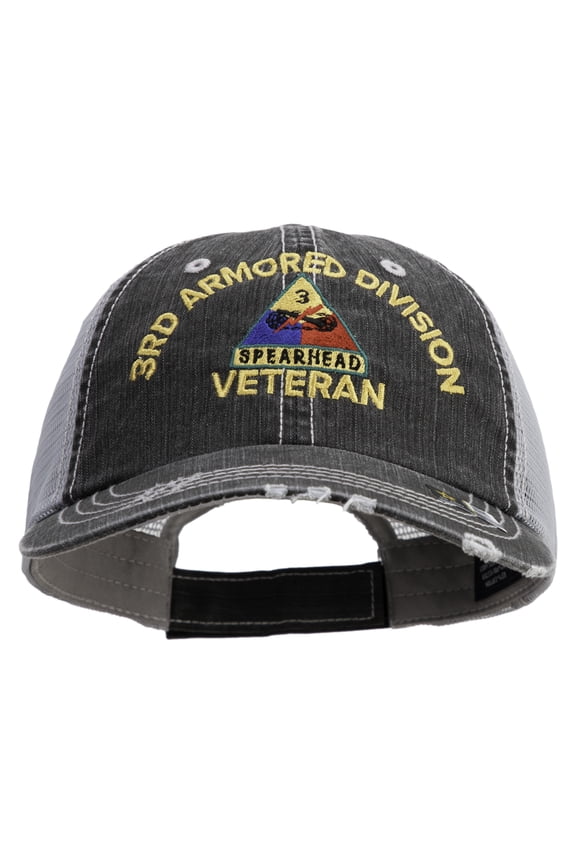 U.S. Army 3rd Armored Division Embroidered Low Profile Special Cotton Mesh Cap - Black OSFM