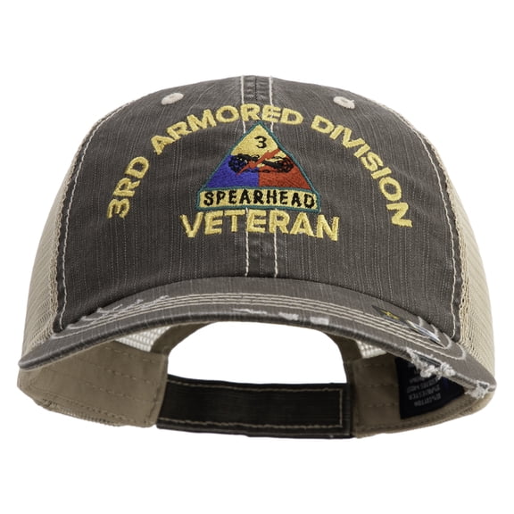 U.S. Army 3rd Armored Division Embroidered Low Profile Special Cotton Mesh Cap - Brown Khaki OSFM