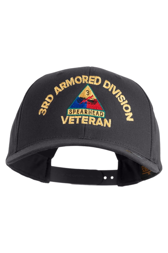 U.S. Army 3rd Armored Division Embroidered Retro Cotton Blend Snapback Cap - Charcoal OSFM