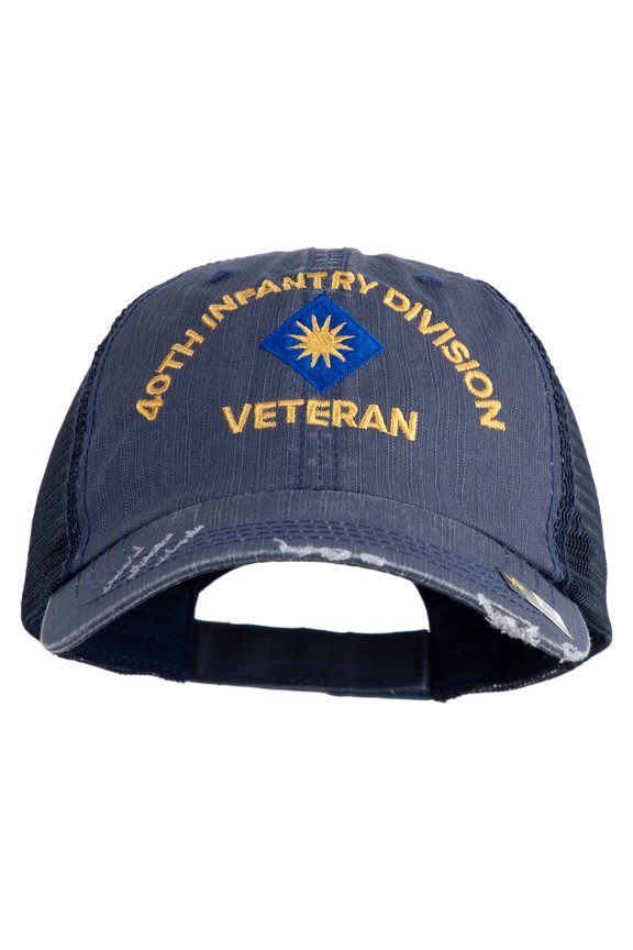 U.S. Army 40th Infantry Division Embroidered Low Profile Special Cotton Mesh Cap - Navy OSFM