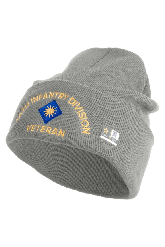 U.S. Army 40th Infantry Division Logo Embroidered 12 Inch Solid Knit Cuff Long Beanie Made in USA - Dk Ash OSFM