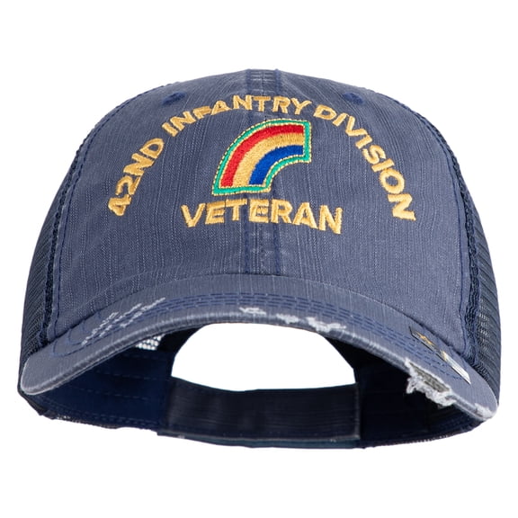U.S. Army 42nd Infantry Division Embroidered Low Profile Special Cotton Mesh Cap - Navy OSFM