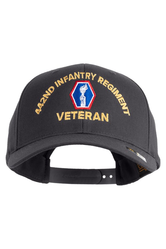 U.S. Army 442nd Infantry Regiment Embroidered Retro Cotton Blend Snapback Cap - Charcoal OSFM