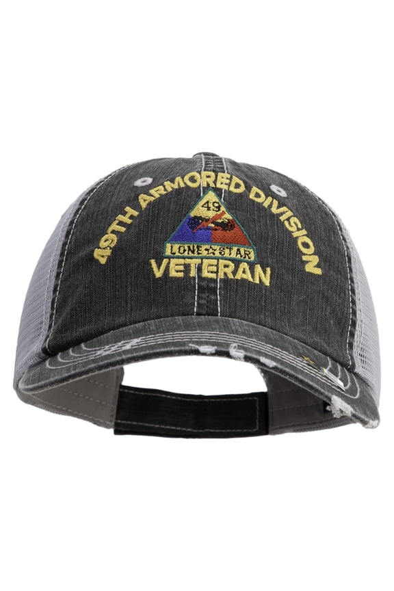 U.S. Army 49th Armored Division Embroidered Low Profile Special Cotton Mesh Cap - Black OSFM