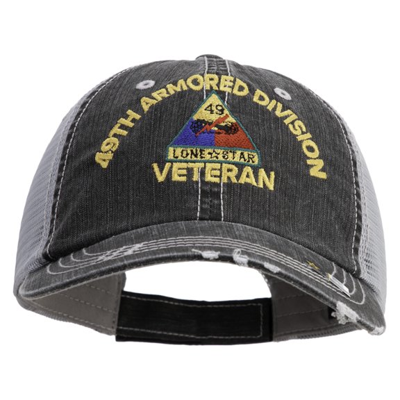 U.S. Army 49th Armored Division Embroidered Low Profile Special Cotton Mesh Cap - Black OSFM