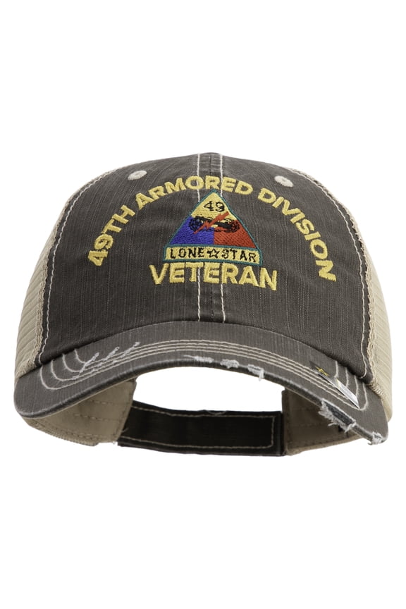 U.S. Army 49th Armored Division Embroidered Low Profile Special Cotton Mesh Cap - Brown Khaki OSFM