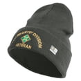 thumbnail image 1 of U.S. Army 4th Infantry Division Logo Embroidered 12 Inch Solid Knit Cuff Long Beanie Made in USA - Charcoal OSFM, 1 of 5