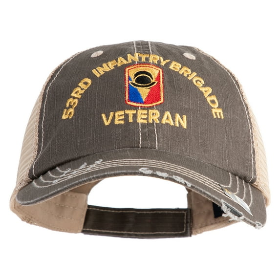 U.S. Army 53rd Infantry Brigade Embroidered Low Profile Special Cotton Mesh Cap - Brown Khaki OSFM