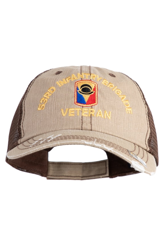 U.S. Army 53rd Infantry Brigade Embroidered Low Profile Special Cotton Mesh Cap - Brown OSFM