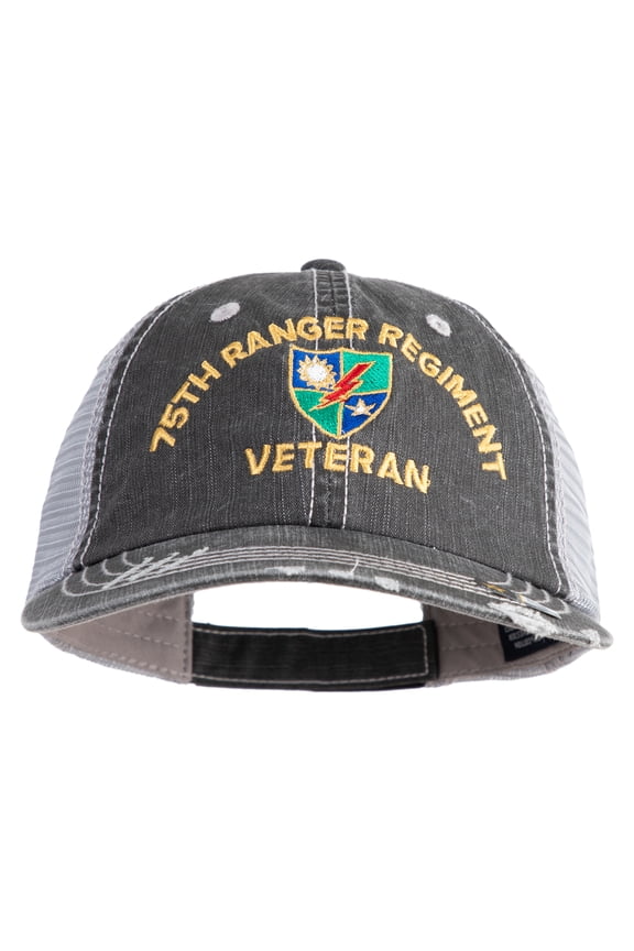 U.S. Army 75 Ranger Regiment Embroidered Low Profile Special Cotton Mesh Cap - Black OSFM