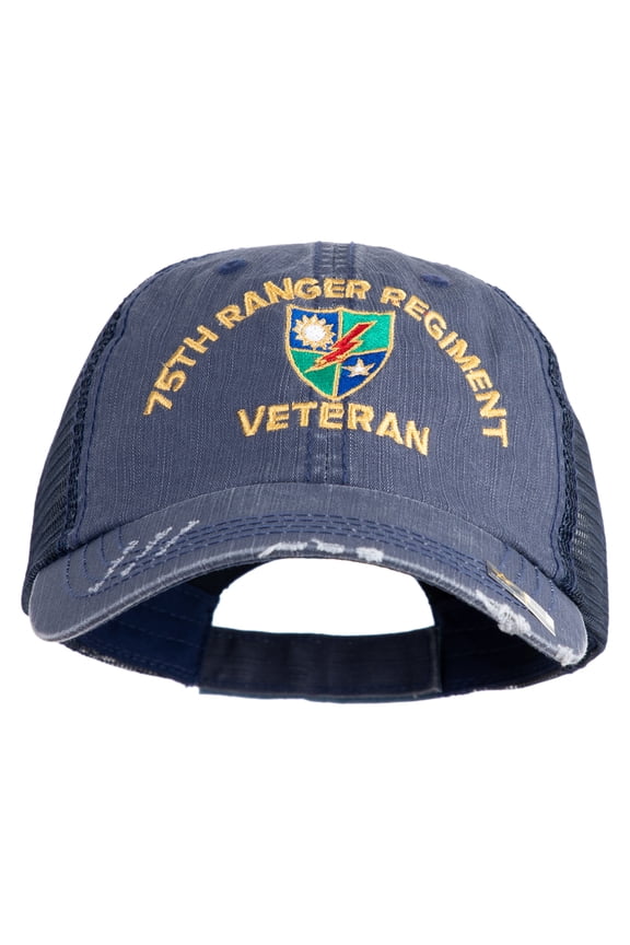 U.S. Army 75 Ranger Regiment Embroidered Low Profile Special Cotton Mesh Cap - Navy OSFM
