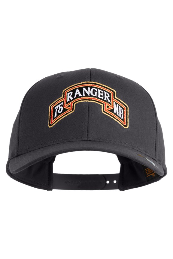 U.S. Army 75th Ranger Military Intelligence Battalion Embroidered Retro Cotton Blend Snapback Cap - Charcoal OSFM