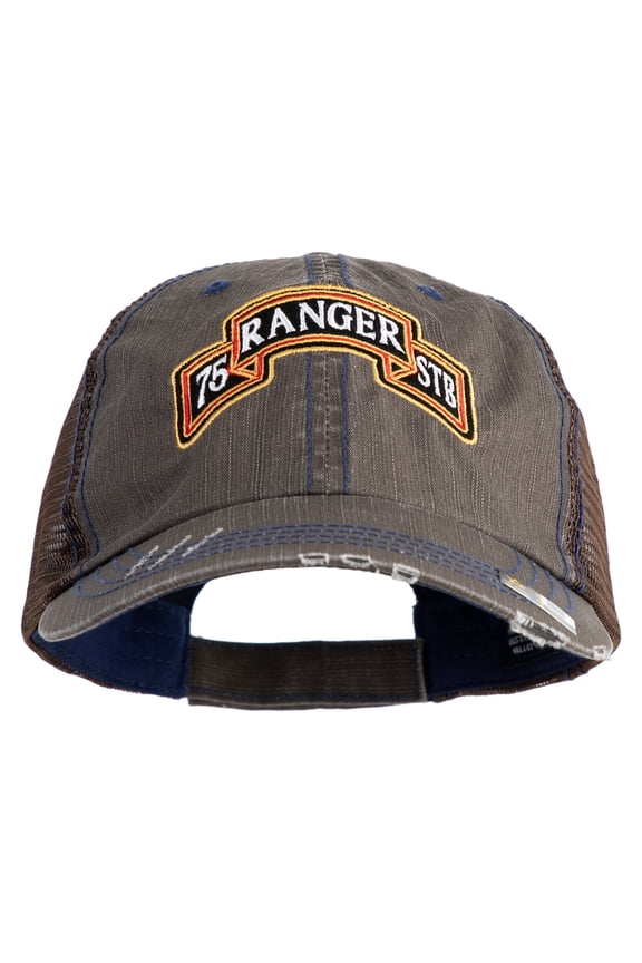 U.S. Army 75th Ranger Special Troops Battalion Embroidered Low Profile Special Cotton Mesh Cap - Brown OSFM