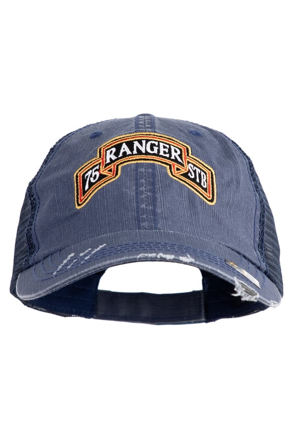 U.S. Army 75th Ranger Special Troops Battalion Embroidered Low Profile Special Cotton Mesh Cap - Navy OSFM