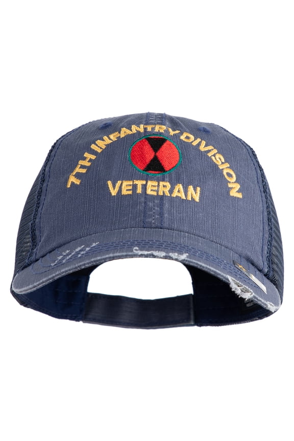 U.S. Army 7th Infantry Division Embroidered Low Profile Special Cotton Mesh Cap - Navy OSFM