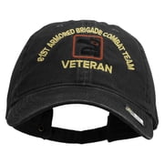 U.S. Army 81st Armored Brigade Combat Team Embroidered Washed Solid Pigment Dyed Cotton Twill Brass Buckle Cap - Black OSFM