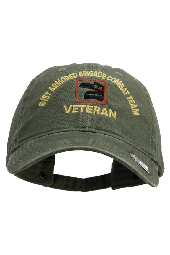 U.S. Army 81st Armored Brigade Combat Team Embroidered Washed Solid Pigment Dyed Cotton Twill Brass Buckle Cap - Olive OSFM