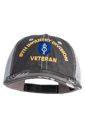 U.S. Army 8th Infantry Division Embroidered Low Profile Special Cotton Mesh Cap - Black OSFM