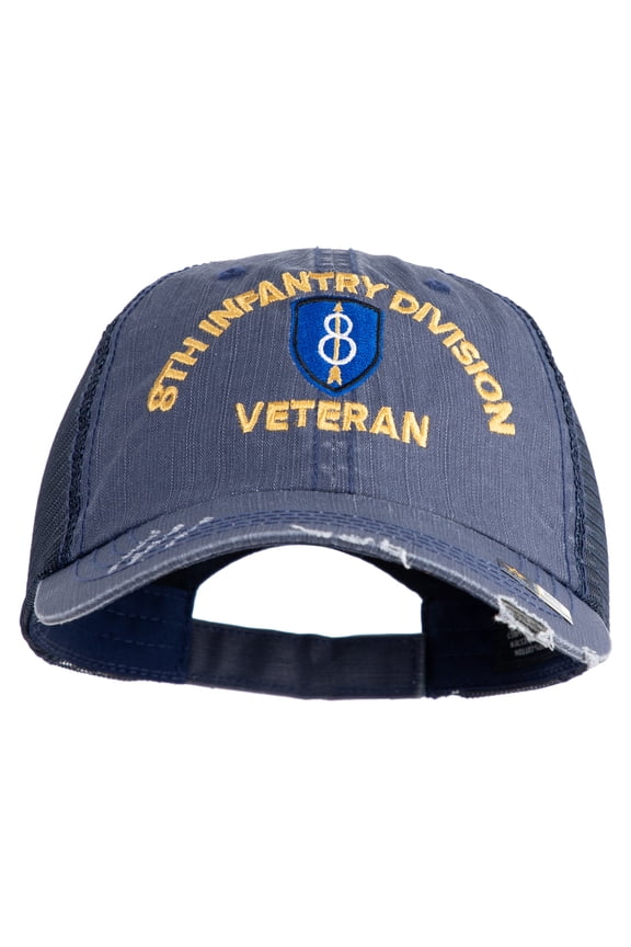 U.S. Army 8th Infantry Division Embroidered Low Profile Special Cotton Mesh Cap - Navy OSFM