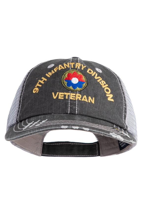 U.S. Army 9th Infantry Division Embroidered Low Profile Special Cotton Mesh Cap - Black OSFM