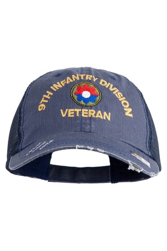 U.S. Army 9th Infantry Division Embroidered Low Profile Special Cotton Mesh Cap - Navy OSFM