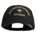 thumbnail image 1 of U.S. Army 9th Infantry Division Embroidered Washed Solid Pigment Dyed Cotton Twill Brass Buckle Cap - Black OSFM, 1 of 5