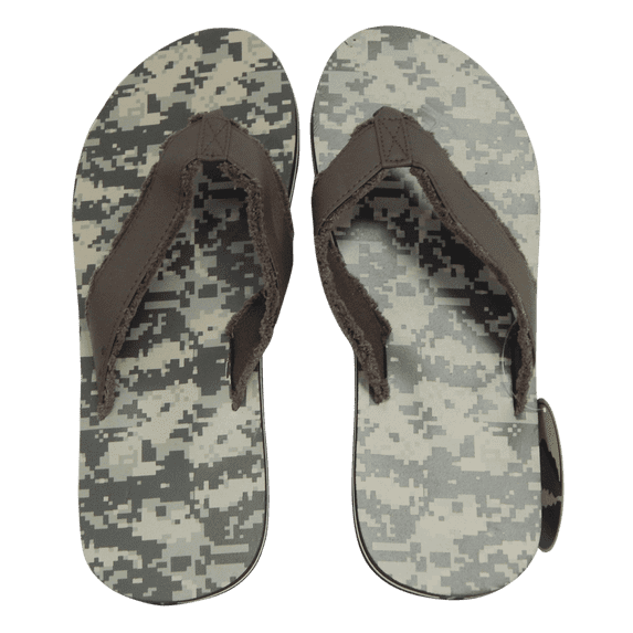 U.S. Army Adult Men Mossy Oak Camo Sandals Flip Flop Thong Camouflage Flip Flops (Size XL Brown Upper)